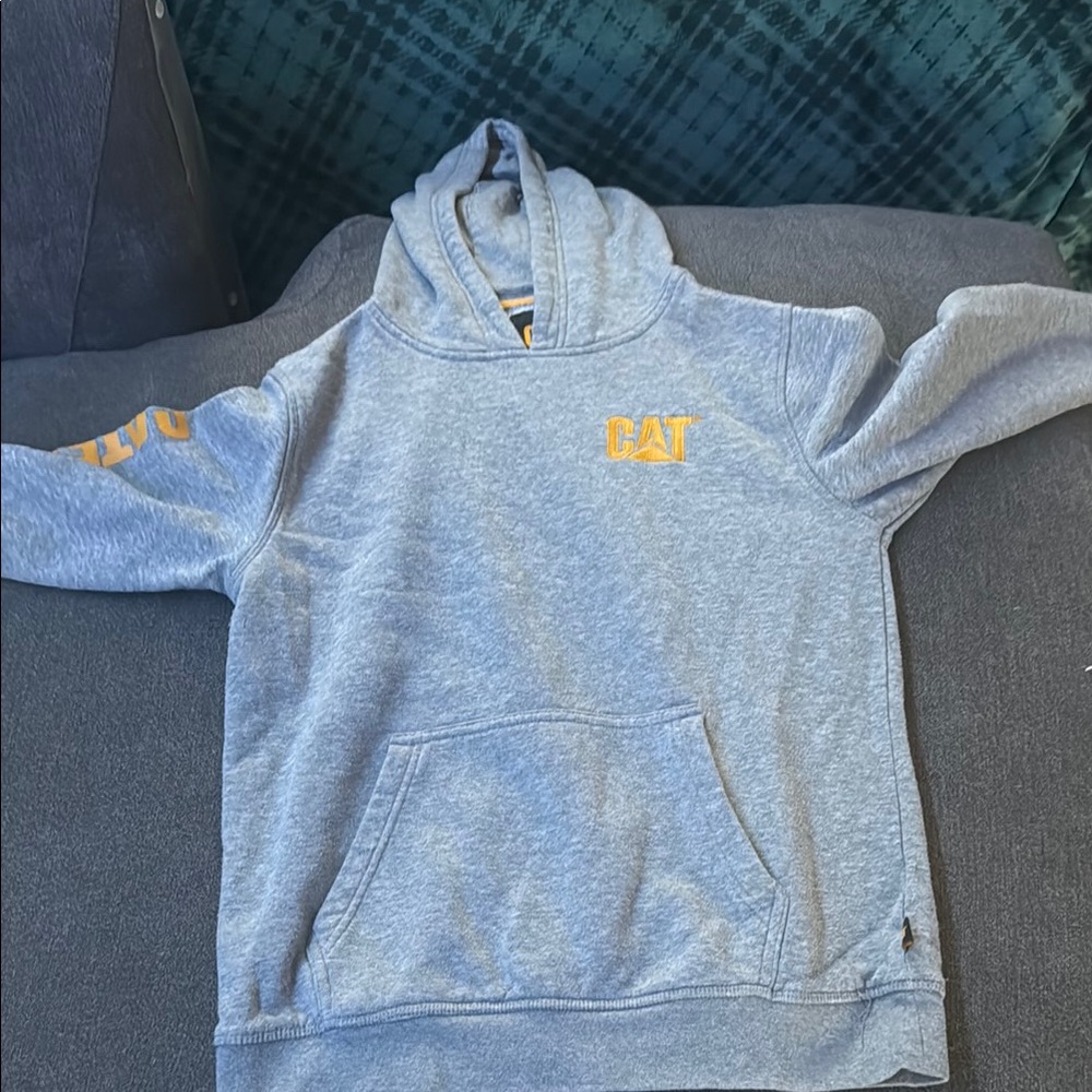Men's CAT Grey Hoodie Kids Large 14/16